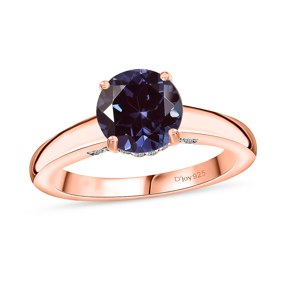 D'Joy Lab Grown Alexandrite and Moissanite 2.85 ctw Ring in 18K Vermeil Rose Gold Over Sterling Silver (Size 4.0)