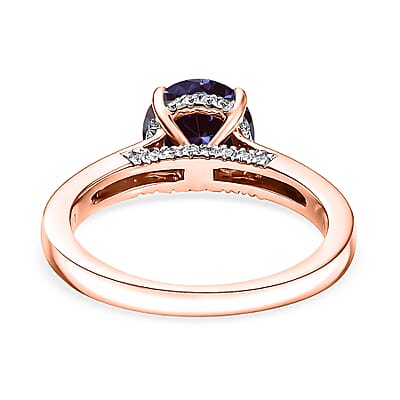 D'Joy Lab Grown Alexandrite and Moissanite 2.85 ctw Ring in 18K Vermeil Rose Gold Over Sterling Silver (Size 7.5)