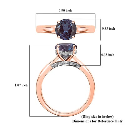 D'Joy Lab Grown Alexandrite and Moissanite 2.85 ctw Ring in 18K Vermeil Rose Gold Over Sterling Silver (Size 7.5)