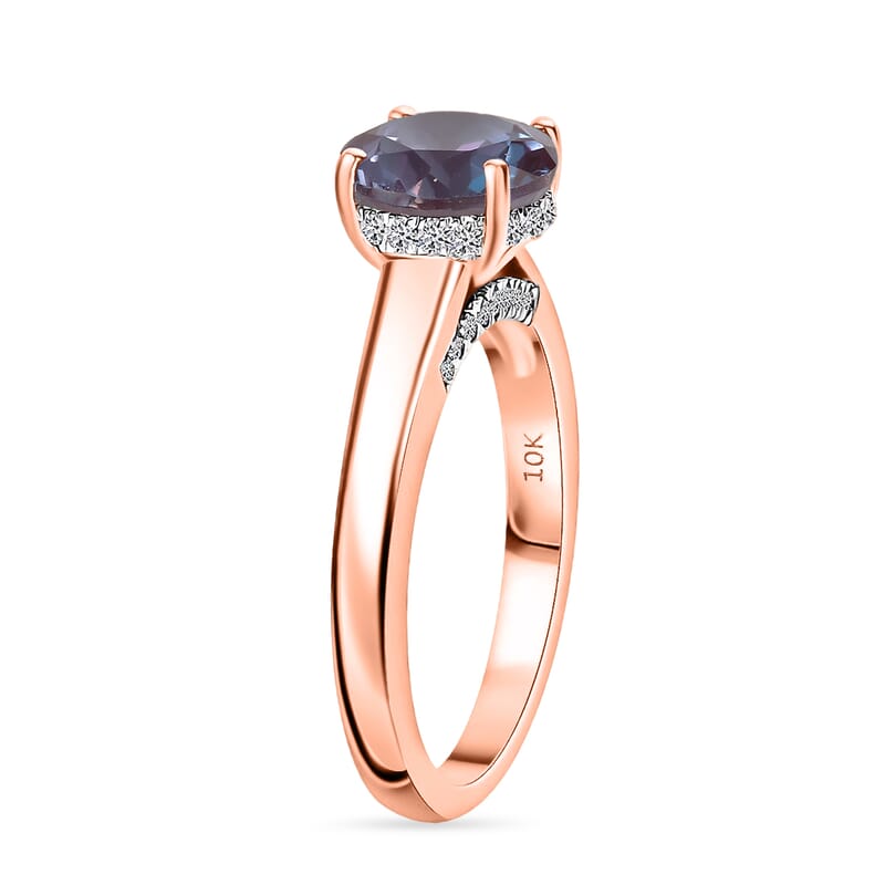 D'Joy Lab Grown Alexandrite and Moissanite 2.85 ctw Ring in 18K Vermeil Rose Gold Over Sterling Silver (Size 9.0)