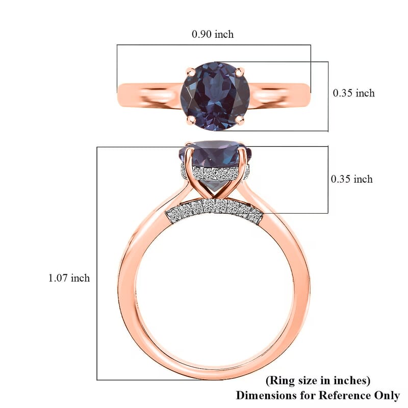D'Joy Lab Grown Alexandrite and Moissanite 2.85 ctw Ring in 18K Vermeil Rose Gold Over Sterling Silver (Size 9.0)