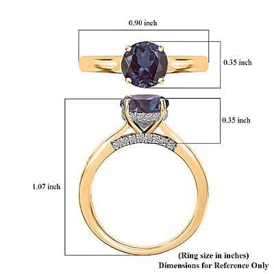 D'Joy Lab Grown Alexandrite and Moissanite 2.85 ctw Ring in 18K Vermeil Yellow Gold Over Sterling Silver (Size 6.5)
