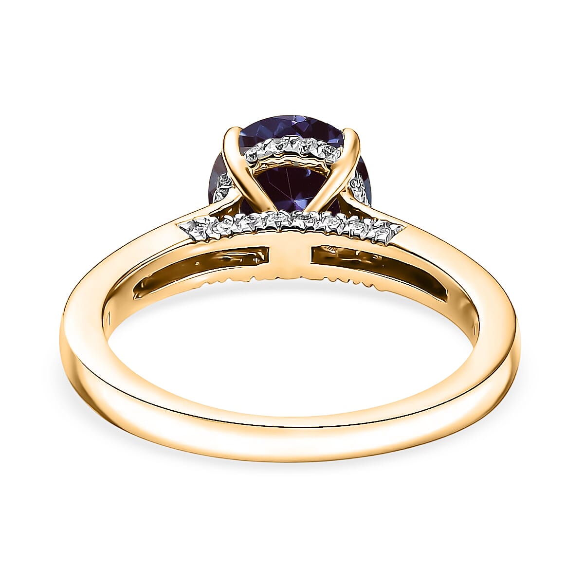 D'Joy Lab Grown Alexandrite and Moissanite 2.85 ctw Ring in 18K Vermeil Yellow Gold Over Sterling Silver (Size 7.5) image number 4