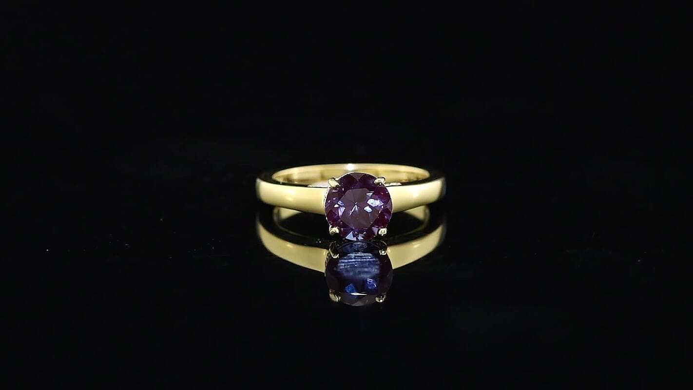 D'Joy Lab Grown Alexandrite and Moissanite 2.85 ctw Ring in 18K Vermeil Yellow Gold Over Sterling Silver (Size 8.5)