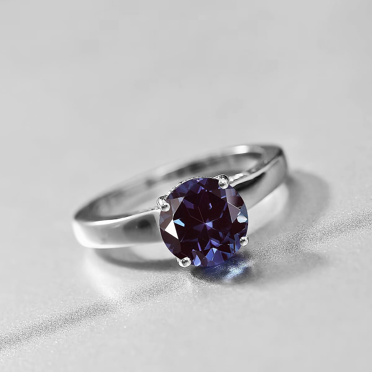 D'Joy Lab Grown Alexandrite and Moissanite 2.85 ctw Ring in Rhodium Over Sterling Silver (Size 10.5) image number 1