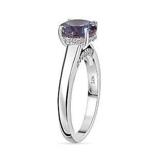 D'Joy Lab Grown Alexandrite and Moissanite 2.85 ctw Ring in Rhodium Over Sterling Silver (Size 11.0)