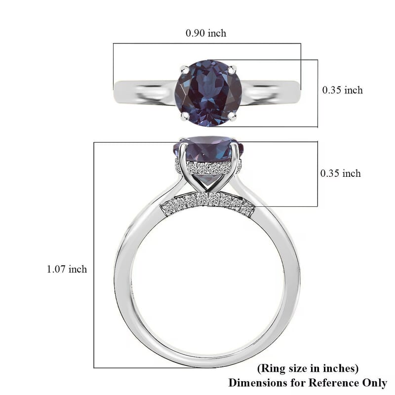 D'Joy Lab Grown Alexandrite and Moissanite 2.85 ctw Ring in Rhodium Over Sterling Silver (Size 11.0)