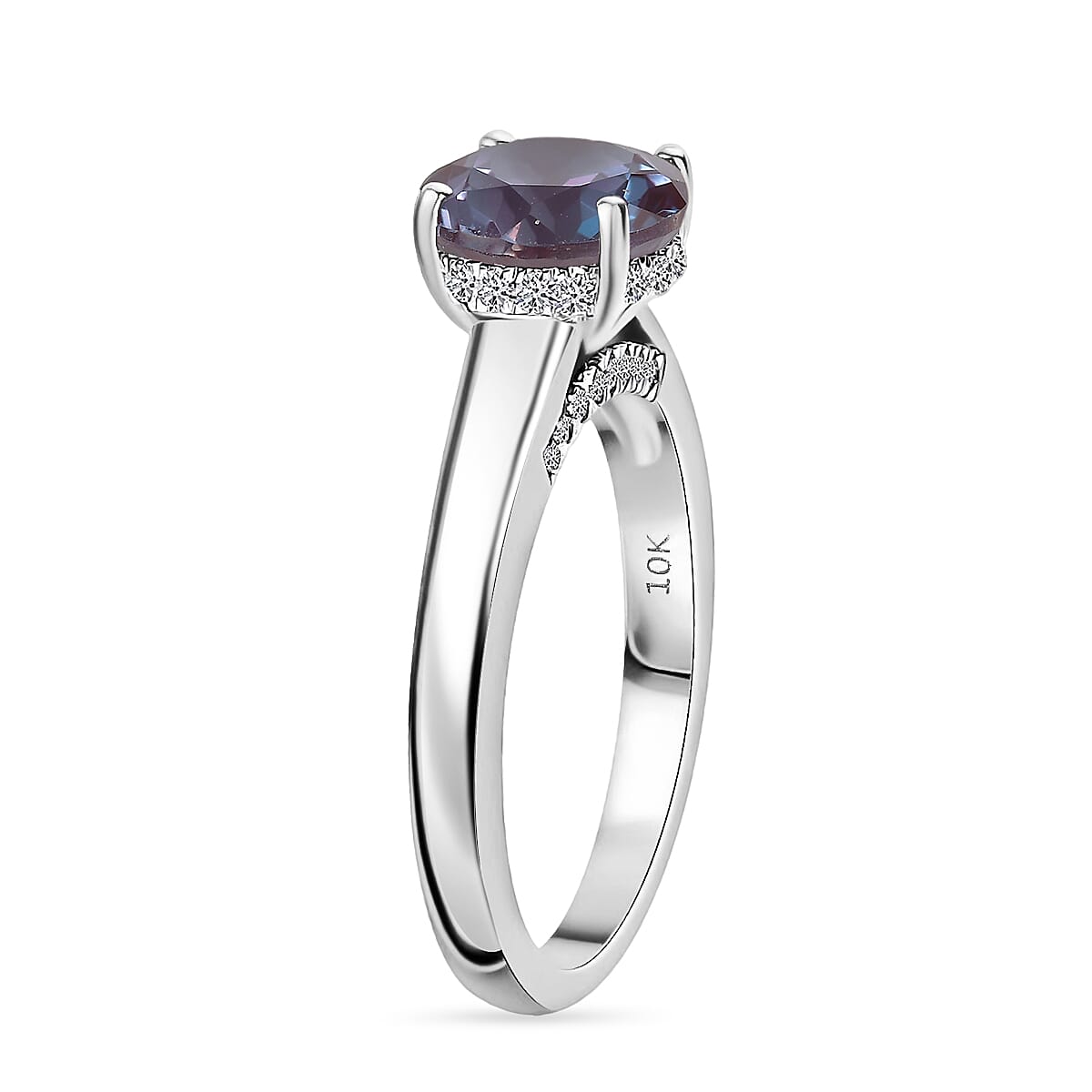 D'Joy Lab Grown Alexandrite and Moissanite 2.85 ctw Ring in Rhodium Over Sterling Silver (Size 6.5)