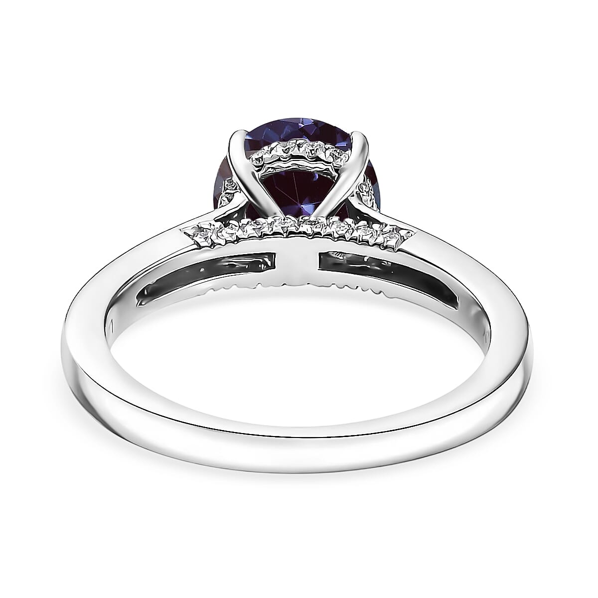 D'Joy Lab Grown Alexandrite and Moissanite 2.85 ctw Ring in Rhodium Over Sterling Silver (Size 8.0) image number 4