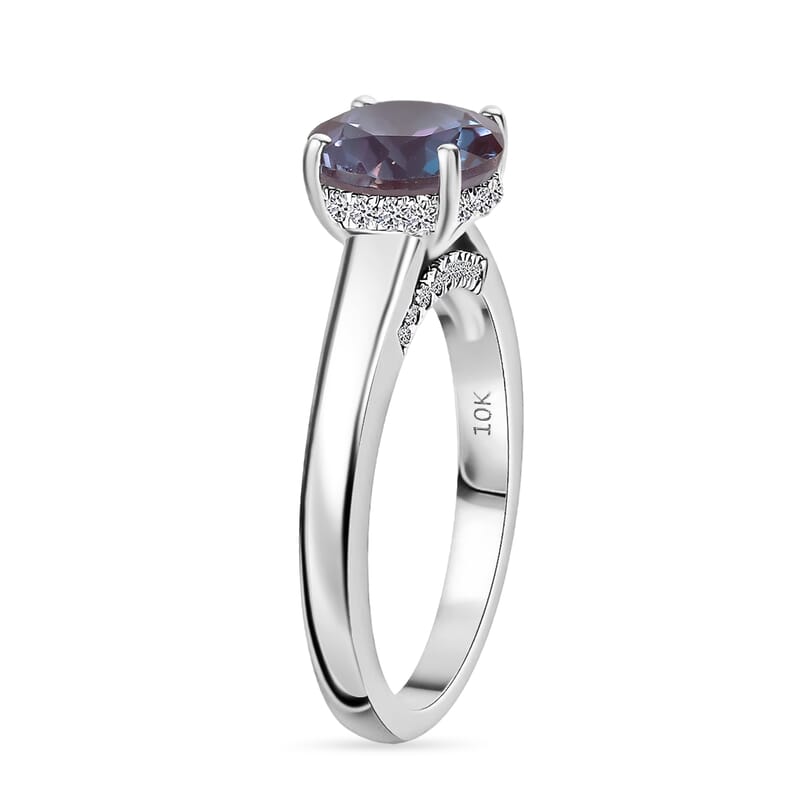 D'Joy Lab Grown Alexandrite and Moissanite 2.85 ctw Ring in Rhodium Over Sterling Silver (Size 9.0)