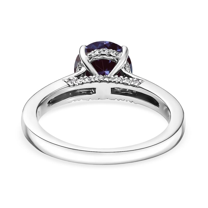 D'Joy Lab Grown Alexandrite and Moissanite 2.85 ctw Ring in Rhodium Over Sterling Silver (Size 9.0)