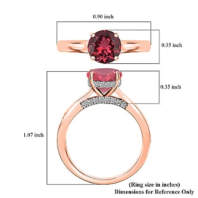 D'Joy Lab Grown Padparadscha Sapphire and Moissanite 2.85 ctw Ring in 18K Vermeil Rose Gold Over Sterling Silver (Size 5.5)