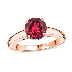 D'Joy Lab Grown Padparadscha Sapphire and Moissanite 2.85 ctw Ring in 18K Vermeil Rose Gold Over Sterling Silver (Size 6.5)