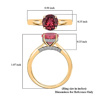 D'Joy Lab Grown Padparadscha Sapphire and Moissanite 2.85 ctw Ring in 18K Vermeil Yellow Gold Over Sterling Silver (Size 7.0)