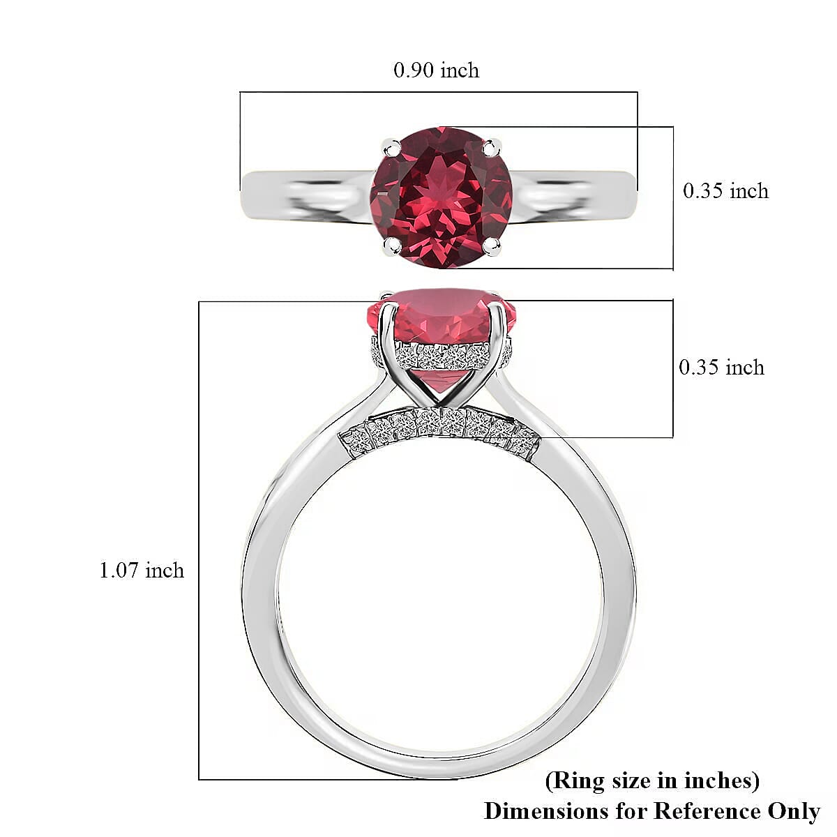 D'Joy Lab Grown Padparadscha Sapphire and Moissanite 2.85 ctw Ring in Rhodium Over Sterling Silver (Size 5.0) image number 5