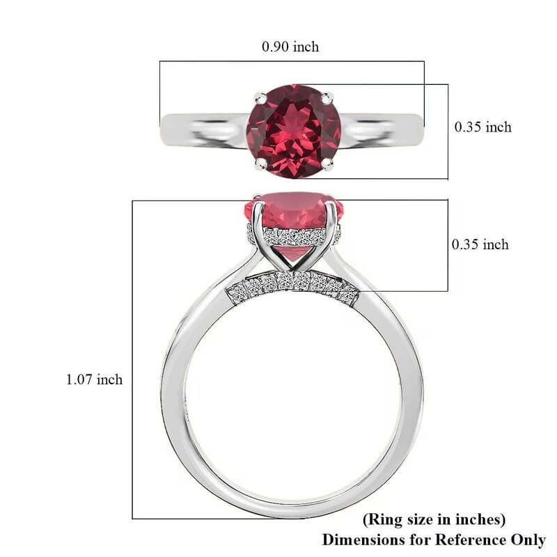 D'Joy Lab Grown Padparadscha Sapphire and Moissanite 2.85 ctw Ring in Rhodium Over Sterling Silver (Size 5.5)