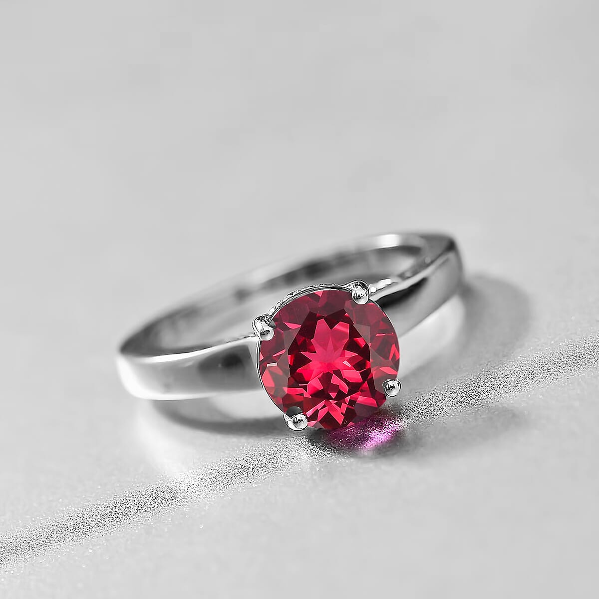 D'Joy Lab Grown Padparadscha Sapphire and Moissanite 2.85 ctw Ring in Rhodium Over Sterling Silver (Size 9.5) image number 1