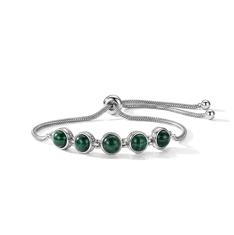 EverTrue African Malachite 2.85 ctw Bracelet in Stainless Steel (10.50 In)