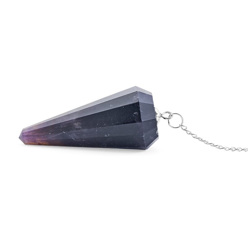 Black Tourmaline and Crystal 76.00 ctw Pendulum in Silvertone
