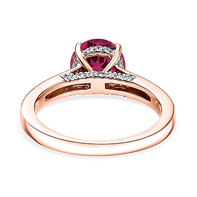 D'Joy Lab Grown Pink Sapphire and Moissanite 2.85 ctw Ring in 18K Vermeil Rose Gold Over Sterling Silver (Size 10.5)