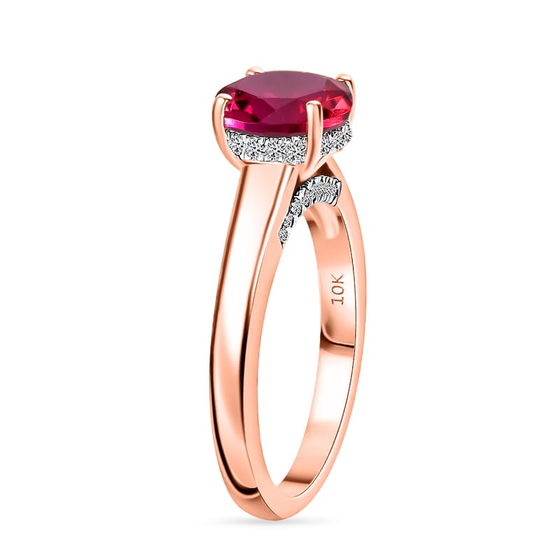 D'Joy Lab Grown Pink Sapphire and Moissanite 2.85 ctw Ring in 18K Vermeil Rose Gold Over Sterling Silver (Size 4.0)