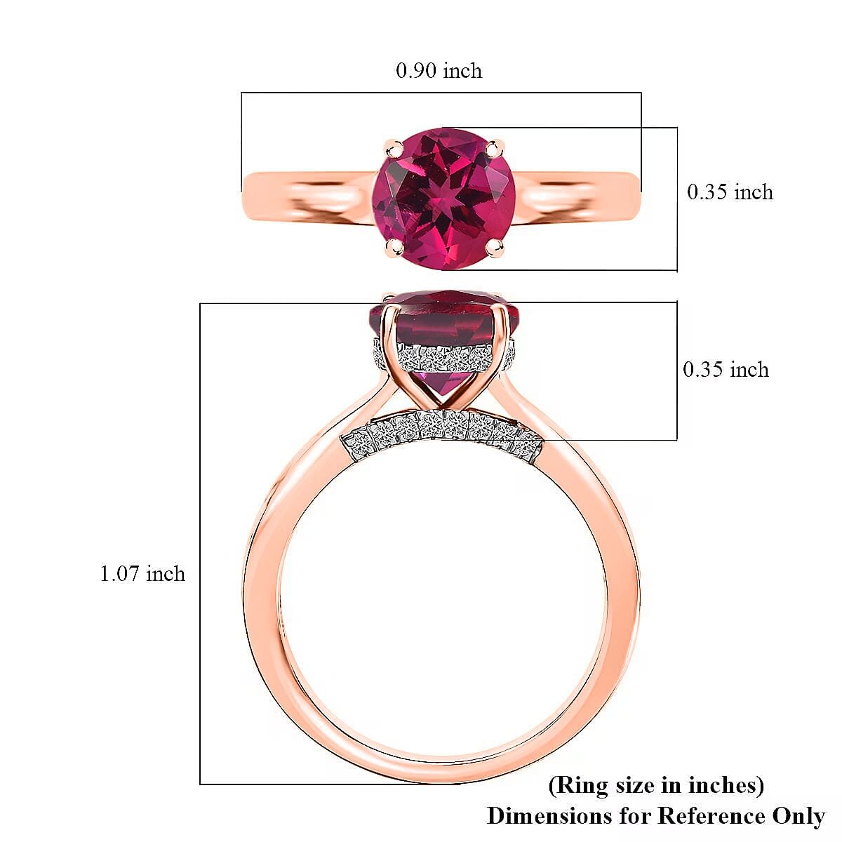 D'Joy Lab Grown Pink Sapphire and Moissanite 2.85 ctw Ring in 18K Vermeil Rose Gold Over Sterling Silver (Size 5.5)