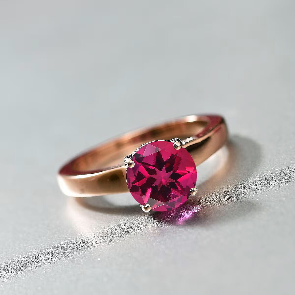 D'Joy Lab Grown Pink Sapphire and Moissanite 2.85 ctw Ring in 18K Vermeil Rose Gold Over Sterling Silver (Size 9.5) image number 1