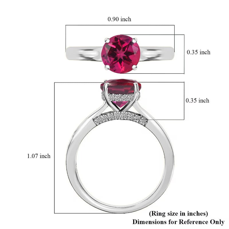 D'Joy Lab Grown Pink Sapphire and Moissanite 2.85 ctw Ring in Rhodium Over Sterling Silver (Size 10)