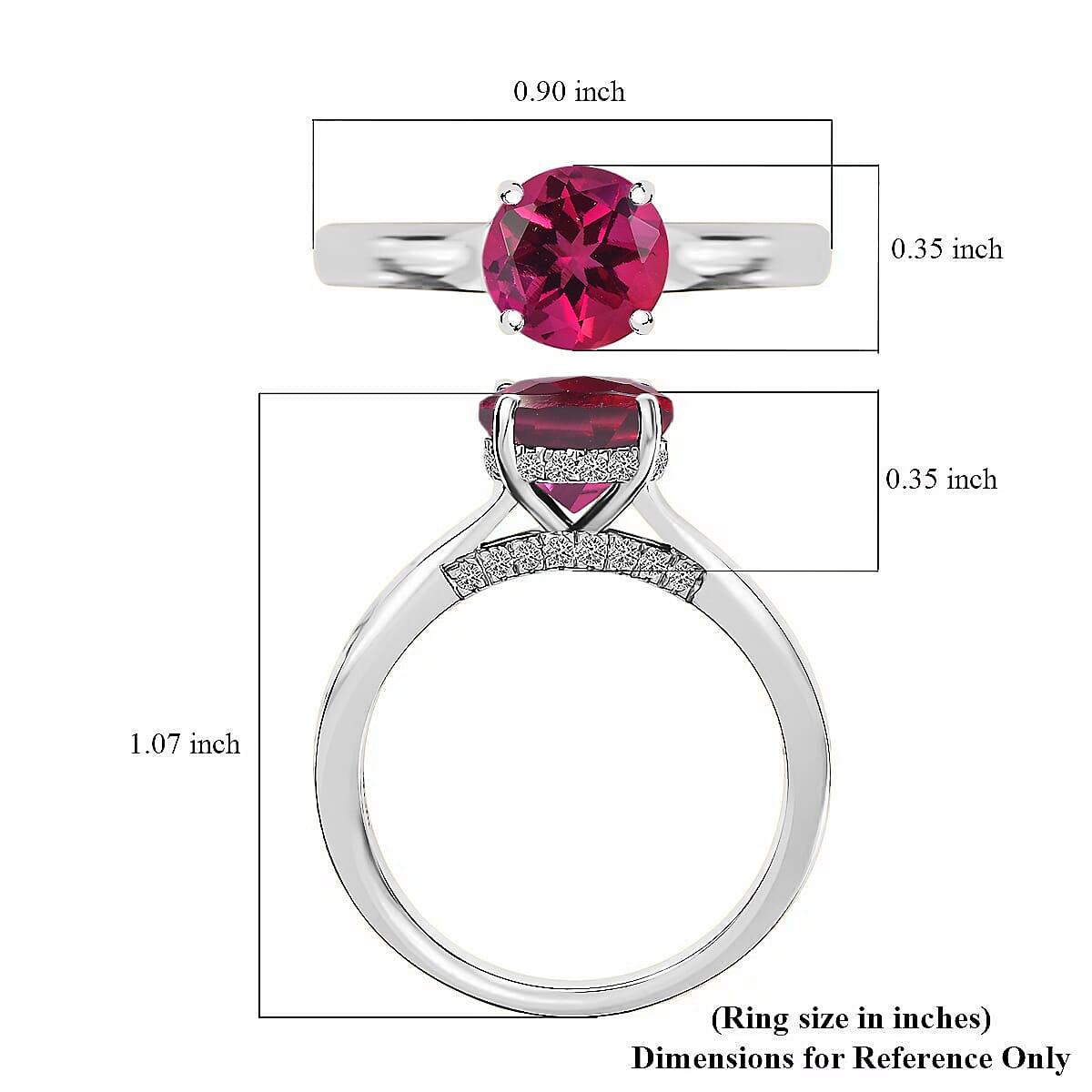 D'Joy Lab Grown Pink Sapphire and Moissanite 2.85 ctw Ring in Rhodium Over Sterling Silver (Size 11.5) image number 5