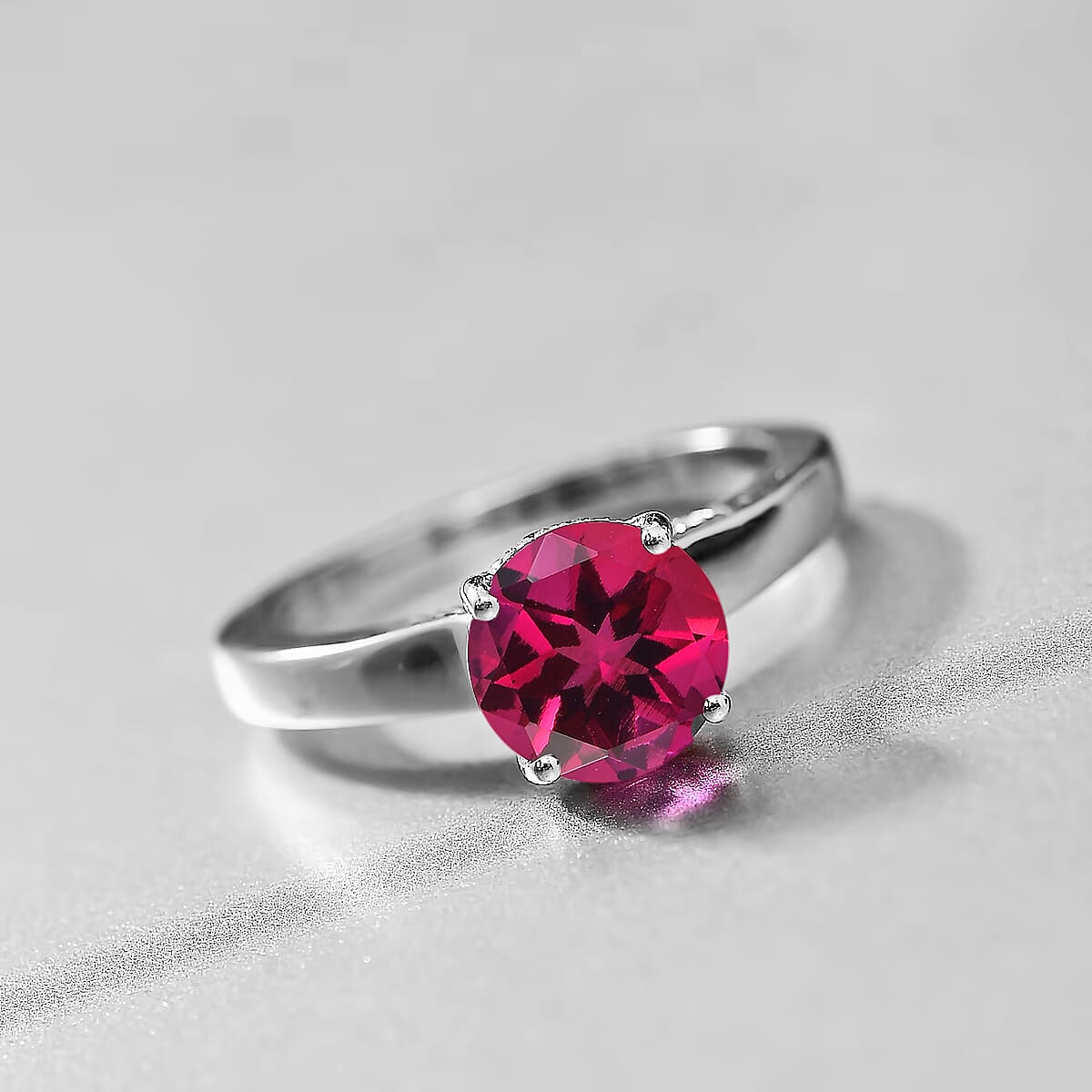 D'Joy Lab Grown Pink Sapphire and Moissanite 2.85 ctw Ring in Rhodium Over Sterling Silver (Size 4.0) image number 1
