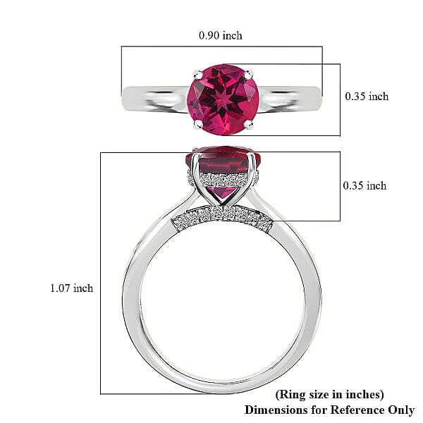 D'Joy Lab Grown Pink Sapphire and Moissanite 2.85 ctw Ring in Rhodium Over Sterling Silver (Size 5.5)