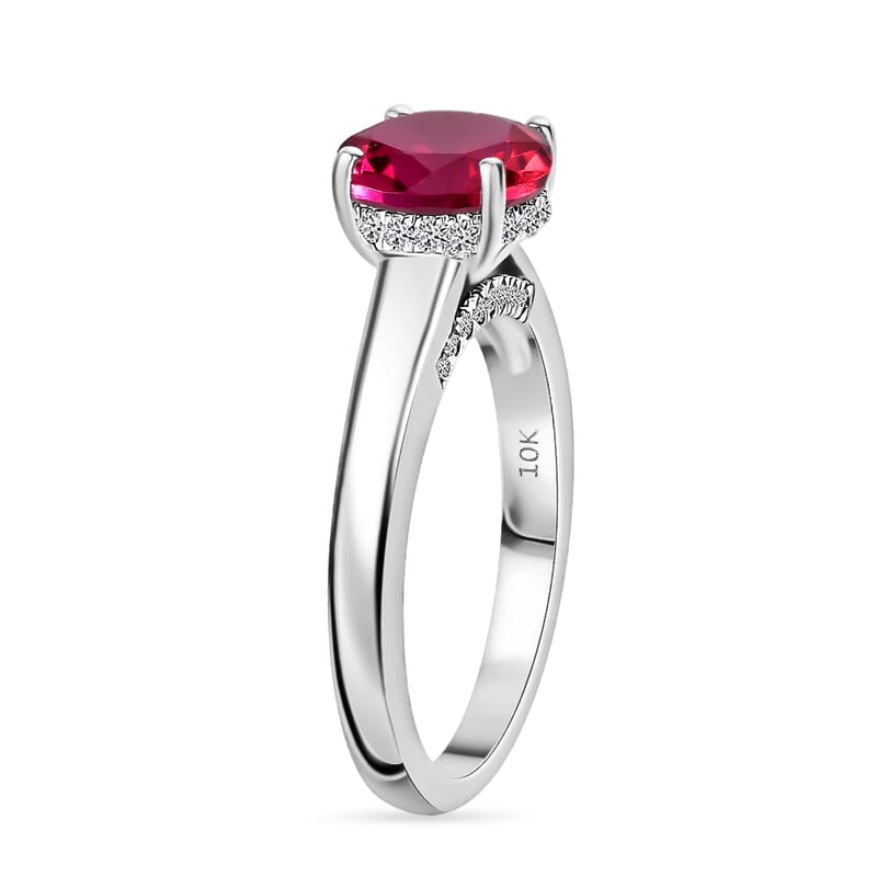 D'Joy Lab Grown Pink Sapphire and Moissanite 2.85 ctw Ring in Rhodium Over Sterling Silver (Size 8.5)