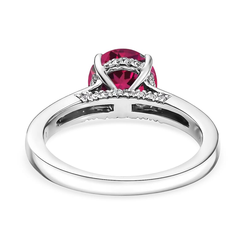 D'Joy Lab Grown Pink Sapphire and Moissanite 2.85 ctw Ring in Rhodium Over Sterling Silver (Size 8.5)