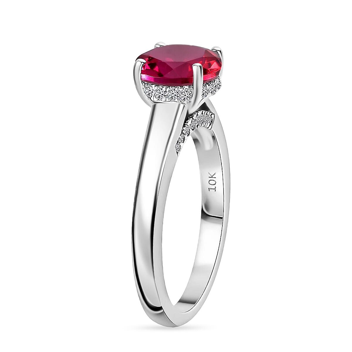 D'Joy Lab Grown Pink Sapphire and Moissanite 2.85 ctw Ring in Rhodium Over Sterling Silver (Size 9.0) image number 3