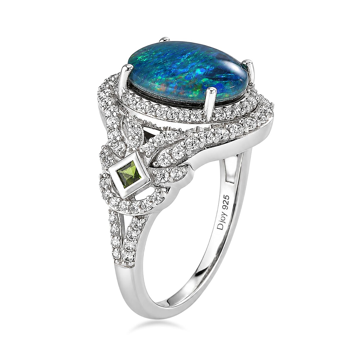 D'Joy Premium Australian Black Ridge (Triplet) Opal and Multi Gemstone 4.10 ctw Mystic Lace Ring in Rhodium Over Sterling Silver (Size 10.0) image number 3