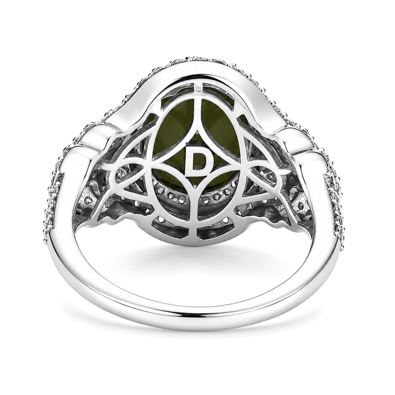 D'Joy Premium Australian Black Ridge (Triplet) Opal and Multi Gemstone 4.10 ctw Mystic Lace Ring in Rhodium Over Sterling Silver (Size 10.0)