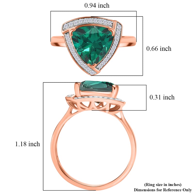D'Joy Lab Grown Emerald and Moissanite 4.00 ctw Ring in 18K Vermeil Rose Gold Over Sterling Silver (Size 10.0)