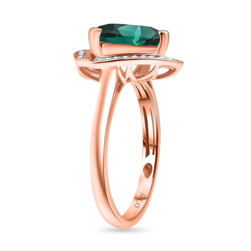 D'Joy Lab Grown Emerald and Moissanite 4.00 ctw Ring in 18K Vermeil Rose Gold Over Sterling Silver (Size 4.5)
