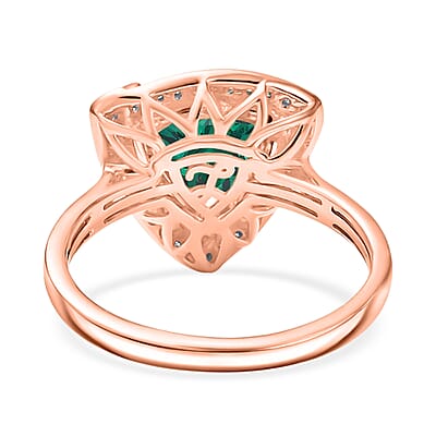 D'Joy Lab Grown Emerald and Moissanite 4.00 ctw Ring in 18K Vermeil Rose Gold Over Sterling Silver (Size 7.0)