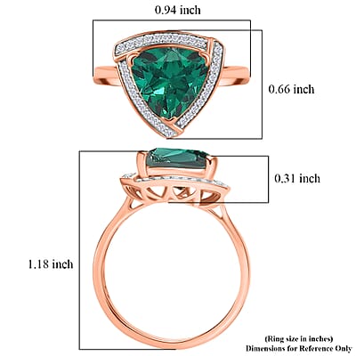 D'Joy Lab Grown Emerald and Moissanite 4.00 ctw Ring in 18K Vermeil Rose Gold Over Sterling Silver (Size 7.0)