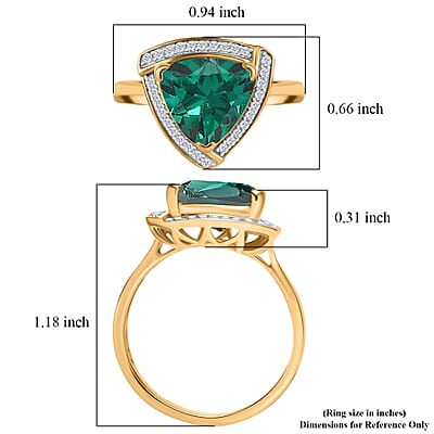 D'Joy Lab Grown Emerald and Moissanite 4.00 ctw Ring in 18K Vermeil Yellow Gold Over Sterling Silver (Size 10.5)