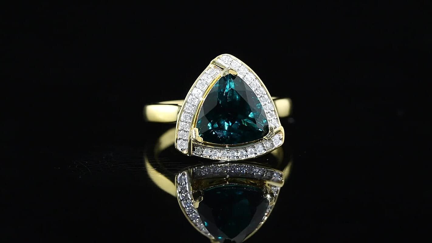 D'Joy Lab Grown Emerald and Moissanite 4.00 ctw Ring in 18K Vermeil Yellow Gold Over Sterling Silver (Size 7.5)