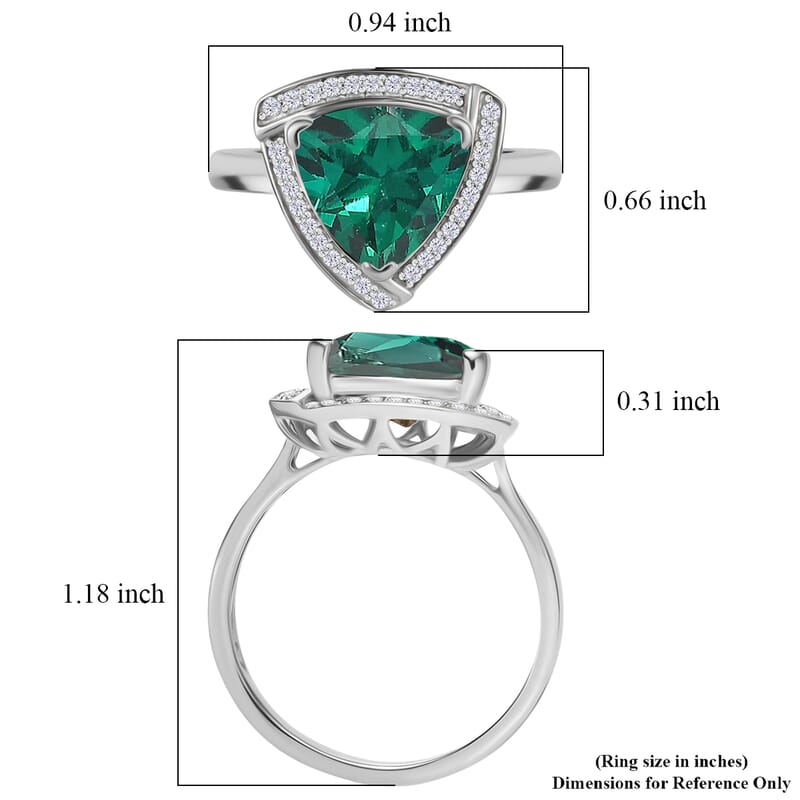 D'Joy Lab Grown Emerald and Moissanite 4.00 ctw Ring in Rhodium Over Sterling Silver (Size 11.5)