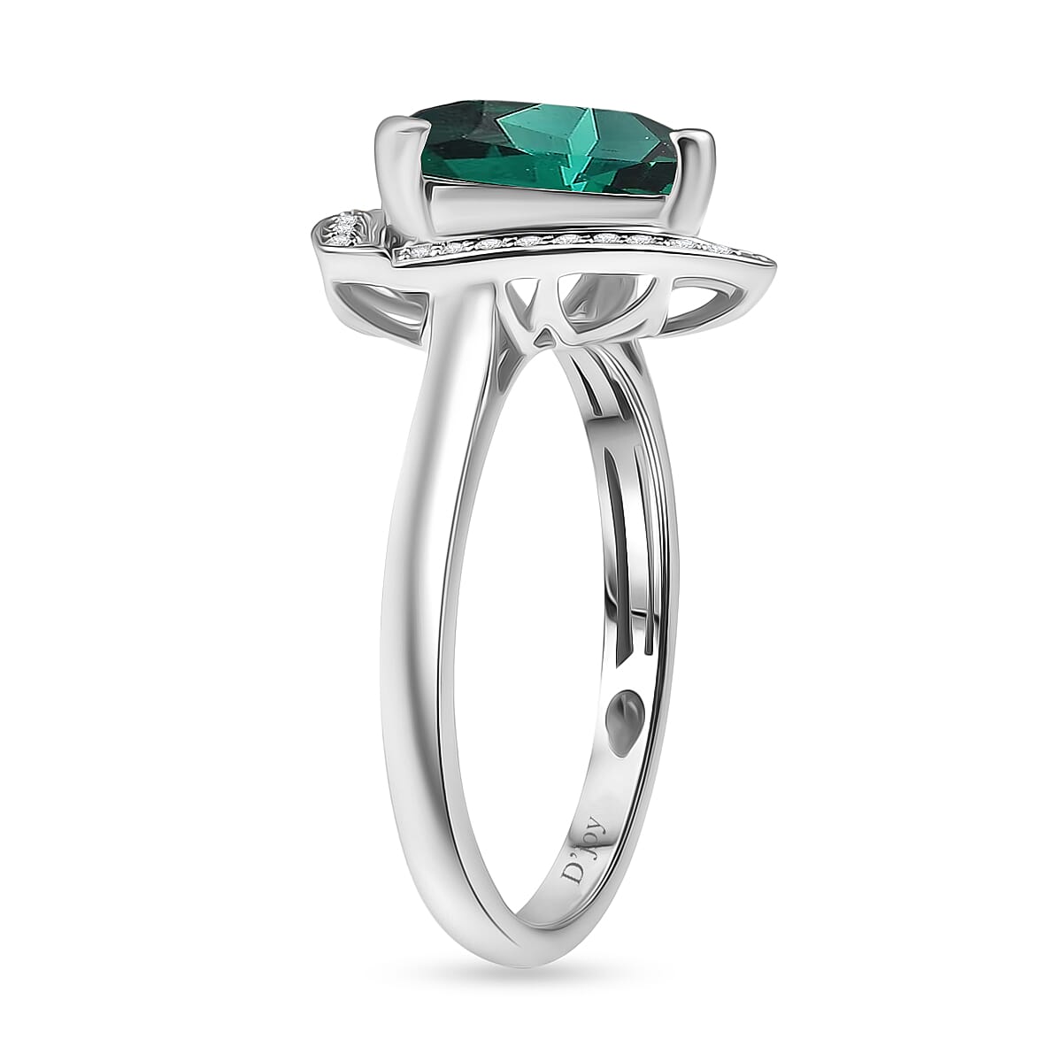 D'Joy Lab Grown Emerald and Moissanite 4.00 ctw Ring in Rhodium Over Sterling Silver (Size 4.5)
