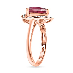 D'Joy Lab Grown Bixbite and Moissanite 4.00 ctw Ring in 18K Vermeil Rose Gold Over Sterling Silver (Size 10.5)