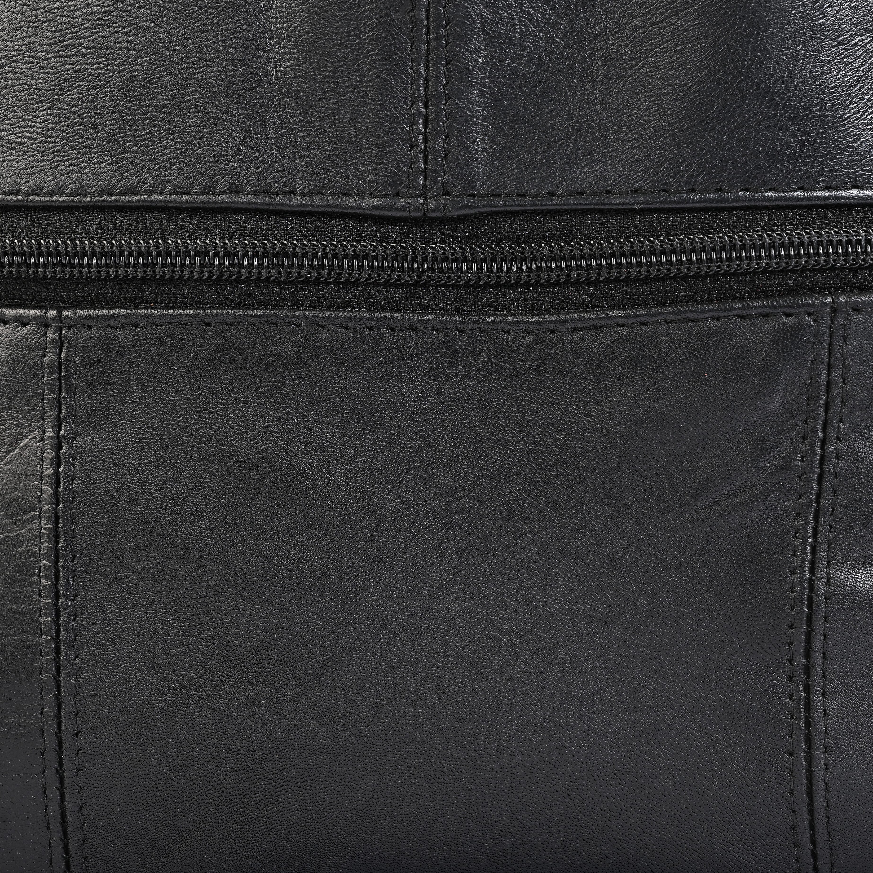 La Marey Black Genuine Leather Front Pocket RFID Crossbody Bag