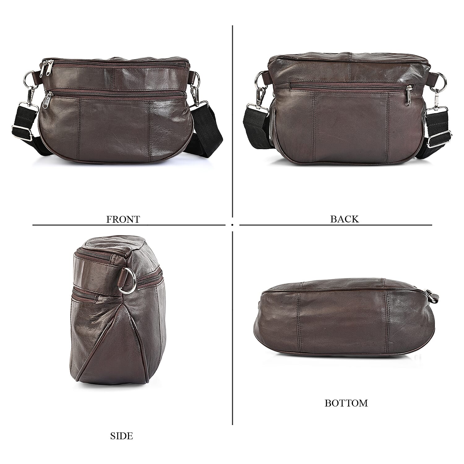 La Marey Brown Genuine Leather Front Pocket RFID Crossbody Bag