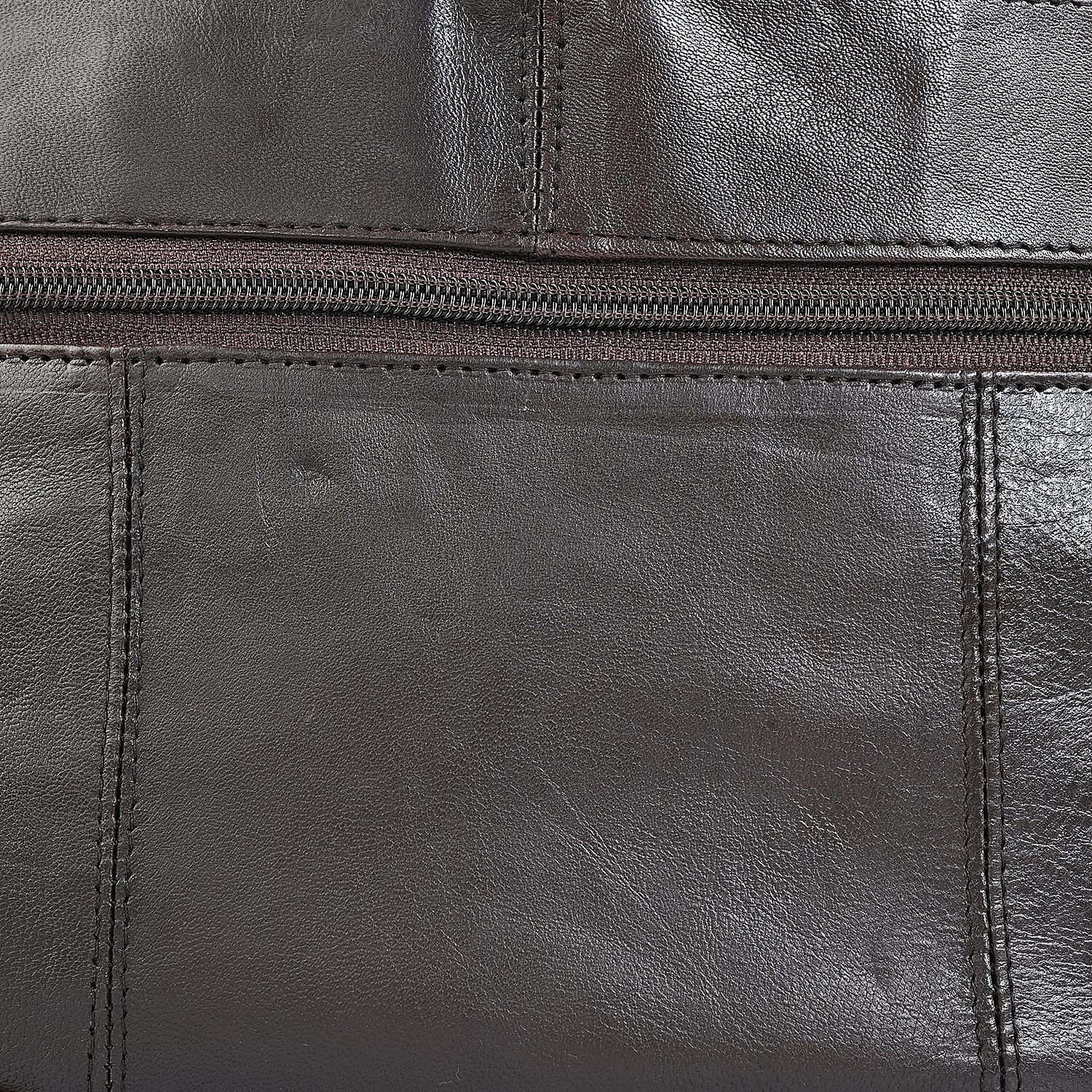 La Marey Brown Genuine Leather Front Pocket RFID Crossbody Bag