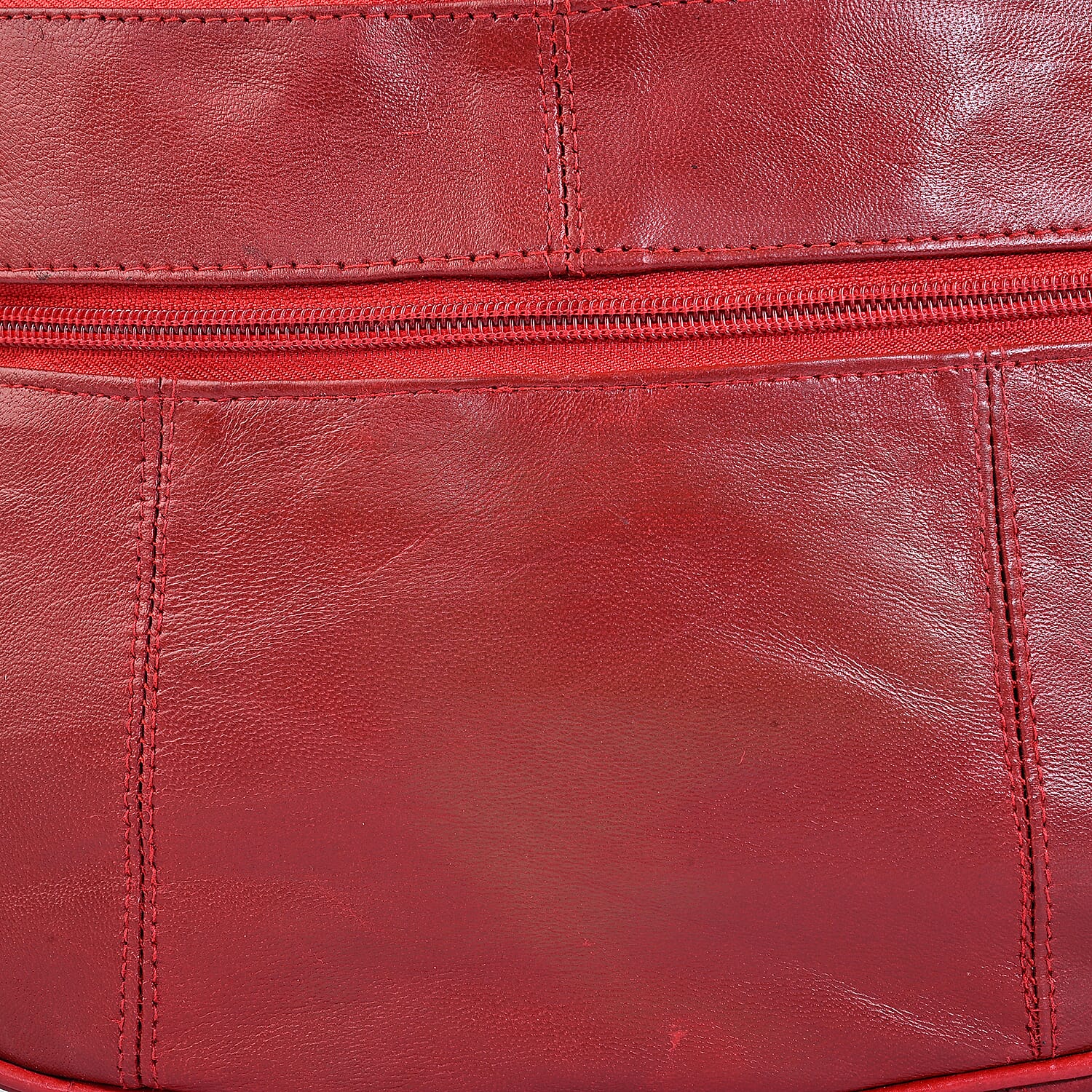 La Marey Red Genuine Leather Front Pocket RFID Crossbody Bag