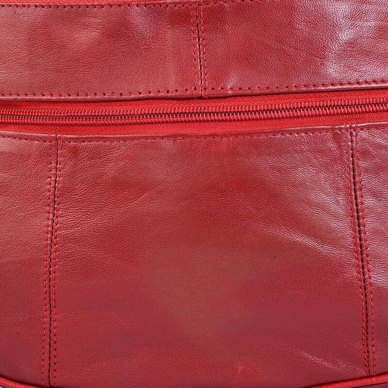 La Marey Red Genuine Leather Front Pocket RFID Crossbody Bag